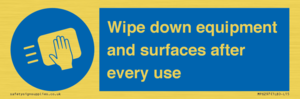 Wipe down equipment and surfaces after every use